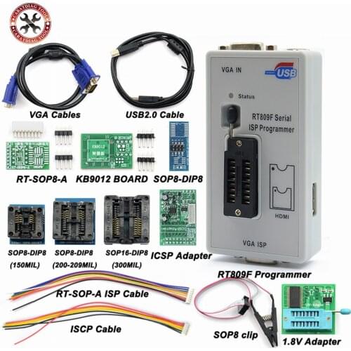 Overseas Hot selling RT809F ISP LCD Programmer +11 Adapters internal high-speed MCU Universal Programmer