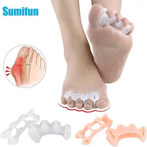 2pcs Toe Separator With Three Whole Anti Pressure Thumb Overlapping Spacers Hallux Valaus Orthopedic Corrector Pedicura Tool
