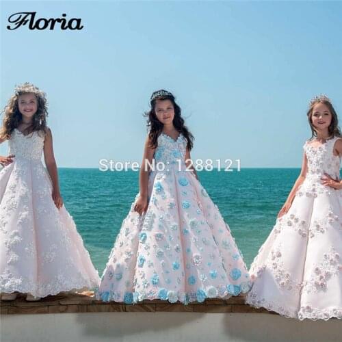 Luxury Flower Girl Dresses For Party Vestido De Deminha 2019 Girls Prom Evening Gowns Lace Beaded First Communion Dress For Girl