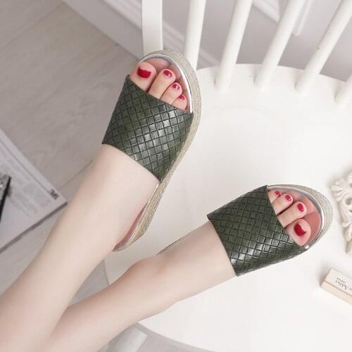 Weave pattern gladiator sandals women summer wedges shoes 41 42 43 big size platform sandals muffins slippers beach slides y472