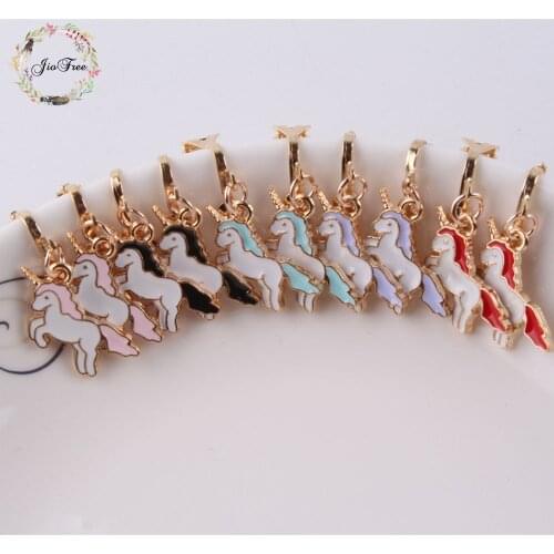 Korea Style 5 color unicorn Clip on Earrings Without Piercing for Girls Party Cute Animal No Hole Ear Clip
