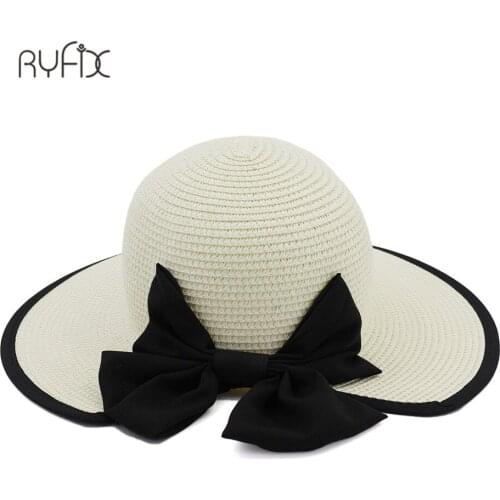 Summer Big bowknot Straw Hats Foldable Beach Hats for Women Female Sunbonnet Ladies Vacation Brimmed Sun Hats HA181