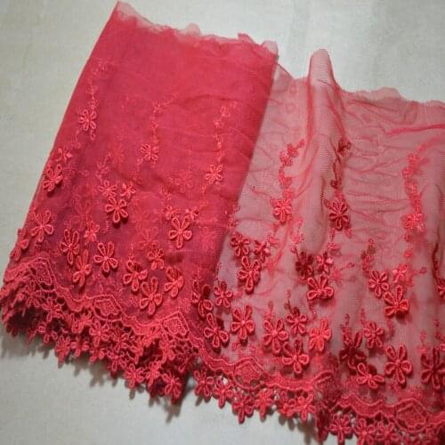 Somelace 17CM 2yds/lot white~red mesh floral Embroidery Hight quality lace fabrics embroidered lace trim 17021805