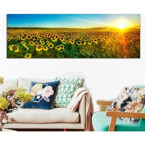 Modern Landscape Sunflower Field Landscape Canvas Painting Poster and Print Wall Art Pictures for Living Room Home Decor Cuadros