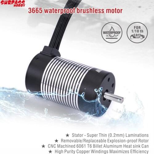 Surpass Hobby Rocket Brushless Motor 3665 Motors 3100KV 2600KV 2100KV 5mm Shaft for 1/10 TRAXXAS Short Truck Car