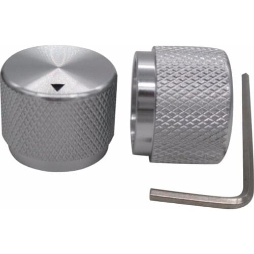 Taiss/ 2pcs Silver Aluminum Rotary Electronic Control Potentiometer Knob for 6 mm Diameter Shaft, 20mm Dia x 15.5mm Height