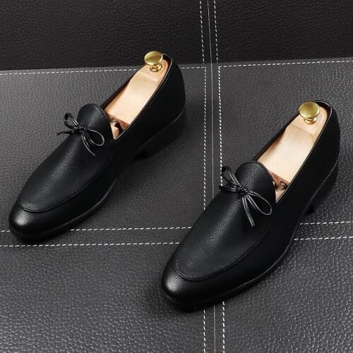 Korean style men casual business wedding formal dress genuine leather tassels shoes slip on lazy shoe breathable loafers sapatos