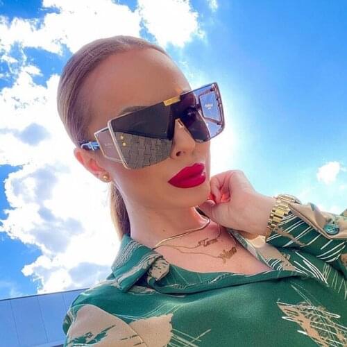 VICKICOCO Oversized Square Sunglasses Women Luxury Brand Designer Steampunk Sunglasses Men One Piece Gafas Shade Mirror UV400