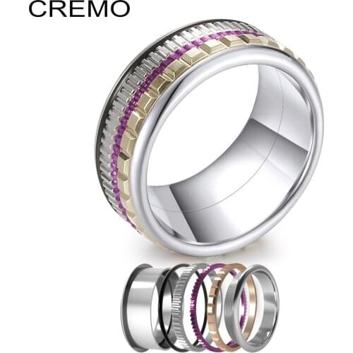 Cremo Rotatable Spinner Rings Women Combination Stainless Steel Ring Various Interchangeable Mix & Match Wedding Band
