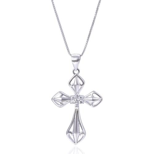 YJ001045 Fashion Zircon-inlaid Hanging Clavicle Chain Personal Accessories for Men and Women Jewelry S925 Silver Cross Pendant