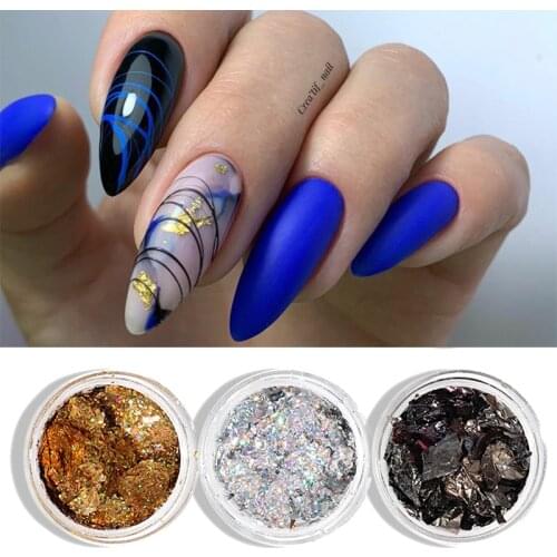 1 Box Aluminum Foil Gold Flakes Irregular Sequins Glitter For Nails Chrome Powder Sparkly Sticker Nail Art Decoration