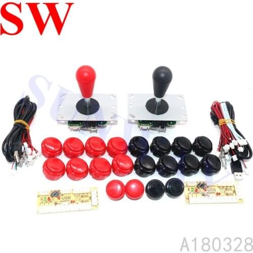 2 Players Arcade Joystick DIY Kit with Zero Delay USB Encoder To PC Arcade Sanwa Joystick + Sanwa Push Buttons For Arcade Mame