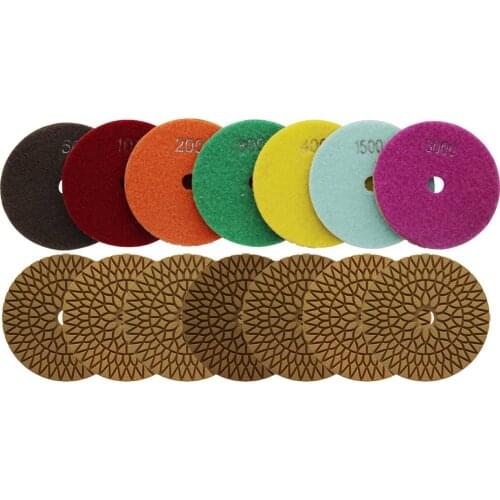 4 Inch 100mm Wet Use Of Diamond Flexible 7 Step Polishing Pad For Stone Marble Granite 10 Pcs/Package