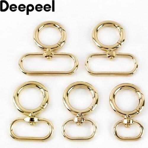 4Pcs Deepeel 15-38mm Metal Ring Buckle Bag Strap Snap Clip Hook Webbing Connection Spring O Rings Buckles DIY Keychain Clasp