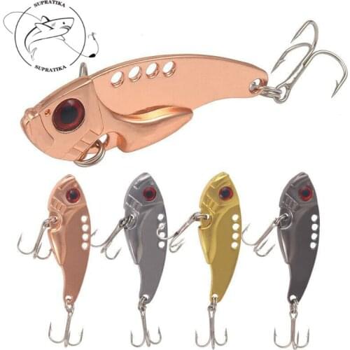 4Pcs/lot 3D Eyes Metal Hard Bait VIB Lures With 2 Hooks For Sea Fishing Tackle Artificial Spoon Lure Fishing Bait Bass Pesca