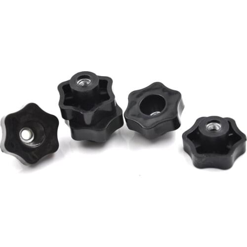 4 PCS M6 Female Thread Star Shaped Head Clamping Nuts Knob with through-hole for industry equipment