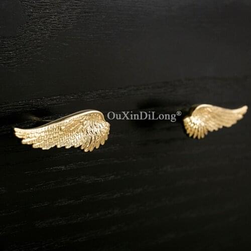 Beauty 4PCS Pure Brass Wings Furniture Handles Drawer Pulls Cupboard Wardrobe Kitchen Wine TV Cabinet Pulls Handles and Knobs