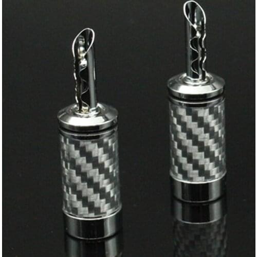 4Pcs High Quality HIFI rhodiumr Plated Carbon Fiber Speaker Cable BFA Banana Male Amplifier Terminal Jack Plug Audio Connector