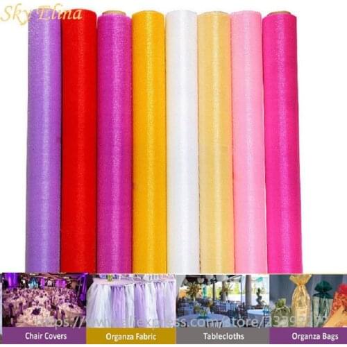 48cm*5m Crystal Organza Fabric Tulle Roll Organza Sheer Gauze Element Table Runner Dress Wedding Birthday Party Decorations 8Z