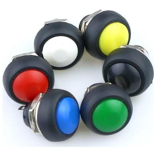 6Pcs Mini 12mm Waterproof Momentary ON/OFF Push Button Round Switch