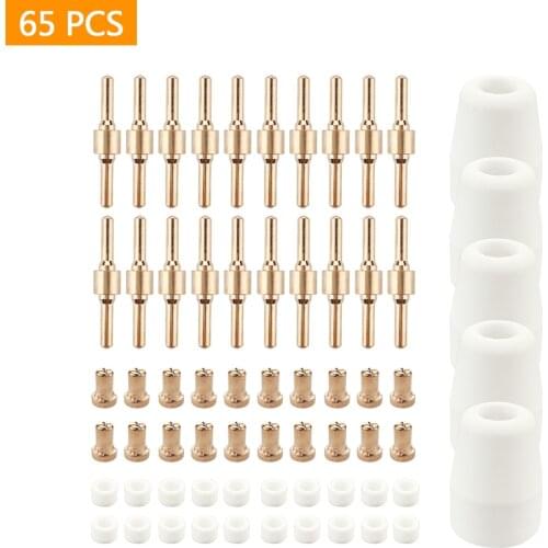 65Pcs Plasma Cutter Tip Electrodes & Nozzles Kit Consumable Accessories For PT31 CUT 30 40 50 Plasma Cutter Welding Tools