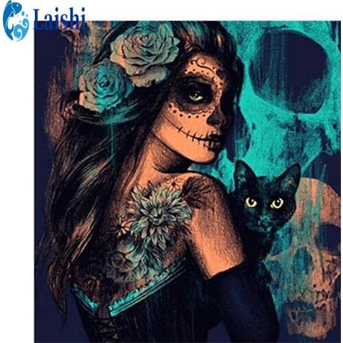 5D DIY Doodle woman and cat Diamond Painting Full Square drill/round Home Decoration Embroidery Handcraft Art Kits pictures