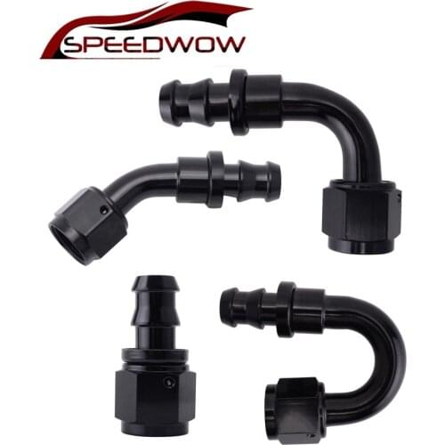 SPEEDWOW Car Accessories Black Aluminum AN10 Oil Fuel Fitting Oil Fuel Push On Hose 0 90 45 180 Degree Rubber Tube Hose End