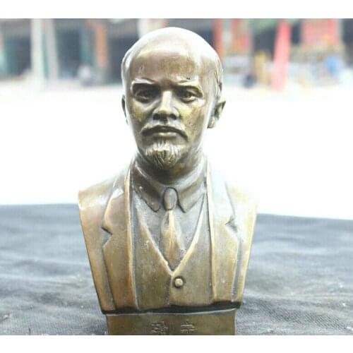 Free shipping Chinese Fengshui Old Bronze Brass Statue Buddhist temple Lenin Head Sculpture