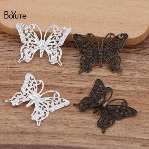 BoYuTe (20 Pieces/Lot) 36*27MM Filigree Butterfly Hair Rope Clasp Clips Diy Handmade Hair Jewelry Accessories Wholesale