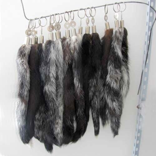 Free shipping mink fur tail keychain 20cm fur tail genuine fur tail for bag