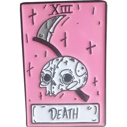Death tarot card brooches La Mort enamel pin skull skeleton collar badge Gothic horror art gift women coat bags denim jackets