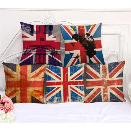 Throw Pillow Cases Retro British Flag Geometry Cushion Cover 45x45cm Home Living Room Decoration Linen/Cotton Pillowcover Decor