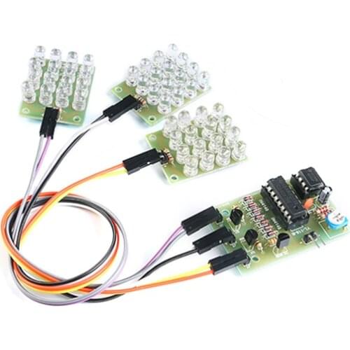 CD4017+NE555 Flash Light Explosion-flashing LED Suite DIY Learning Electronic Kit Strobe Module Controller PCB Production Design