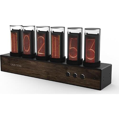 DIY Solid Wood Glow Tube Digital Clock Retro LED Full Color Conversion RGBLED Analog Glow Clock