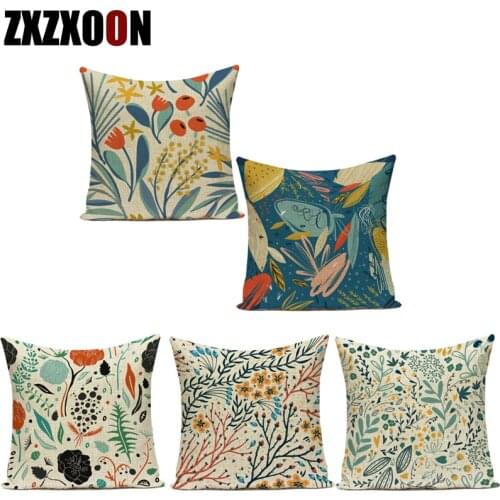 Decorative Throw Pillows Case Tropical Plant Cactus Polyester Flowers Floral Pillow Cushion Cover for Living Room Decoration