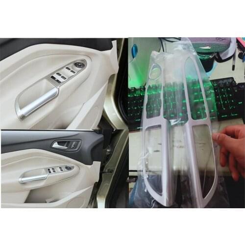 For Ford Escape Kuga 2013 2014 2015 2016 2017 2018 Chrome Interior Door Window Lift Switch Button Panel Cover Trim Frame Molding