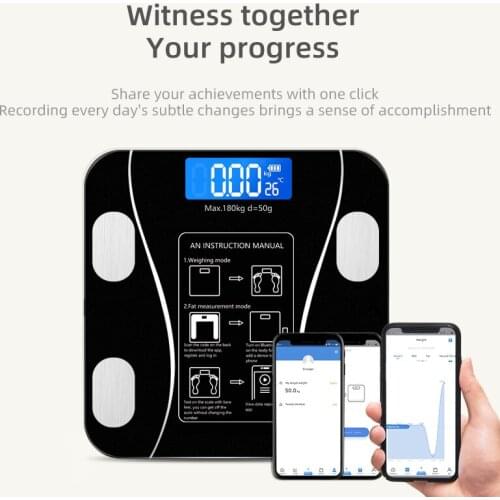 Bluetooth Electronic Scale Bathroom Toughened Glass Body Fat Scale LED Digital Smart Floor Weight Scales Bathroom Accessories