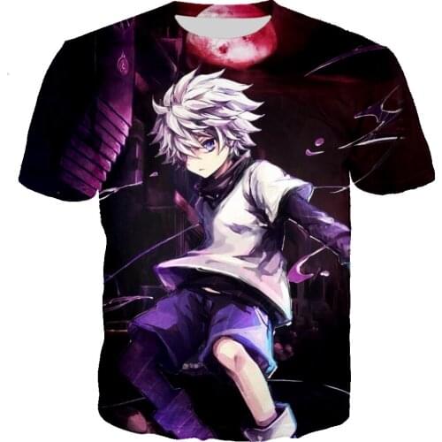 3D Print Anime Killua T-shirt Hunter X Hunter Hip Hop T-shirts Men Women Fashion Streetwear T-shirt Harajuku Casual Anime Tops