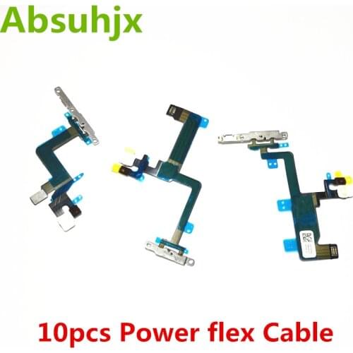 Absuhjx 10pcs Power Flex Cable for iPhone 6 6S Plus 5.5'' 6P Volume Flash Light Switch On Off Button Wth Metal Bracket Parts