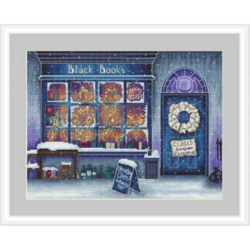 Bookstore in Winter Night patterns Counted Cross Stitch 11CT 14CT 18CT DIY Chinese Cross Stitch Kits Embroidery Needlework Sets