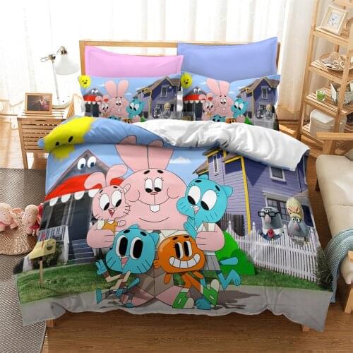 Amazing World Gumball 3D Printed Bedding Set Darwin Anais Duvet Cover King Queen Full Twin Size for Bedroom Decor