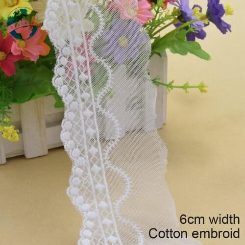 10yards 6cm wide Cotton embroid lace sewing ribbon guipure trim wedding lace DIY Garment Accessories african doll lace#3964