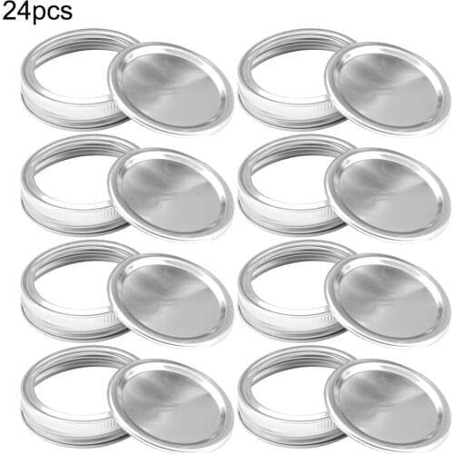 24PCS Regular Mouth Mason Jar Lids And Bands Whorl Leak Proof Mason Canning Jar Caps With Wide Mouth Canning Covers Sealing Ring