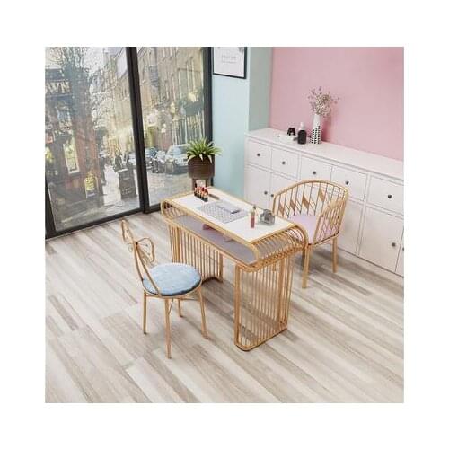 Manicure table marble double manicure table chair ironwork Nordic ins web celebrity manicure table chair set