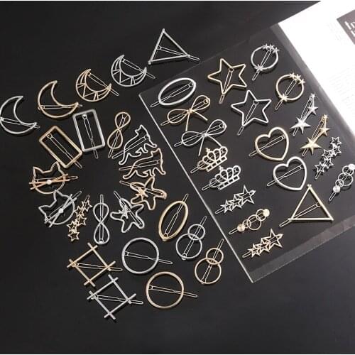 Metal Geometric Hair Hinge Clip Barrettes Styling Hairpin Hair Salon Claws Women Girls Trend Charm Hairgrip Accessories 2pcsx