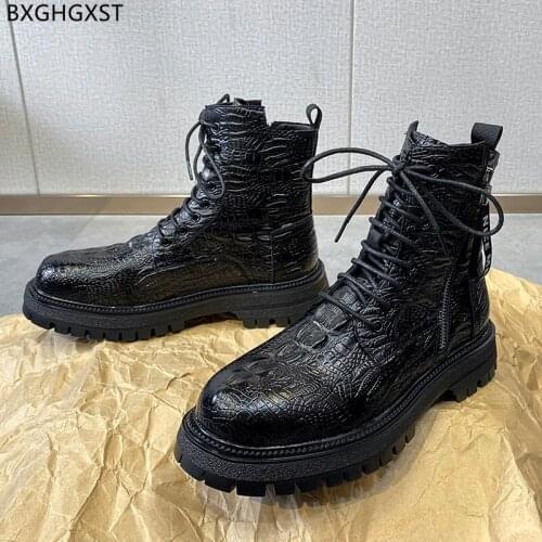 Martin Boots Boots for Men Male Crocodile Shoes Men Motorcycle Boots Men Winter Boots Man Outdoor Shoes for Man 2021 Chaussure