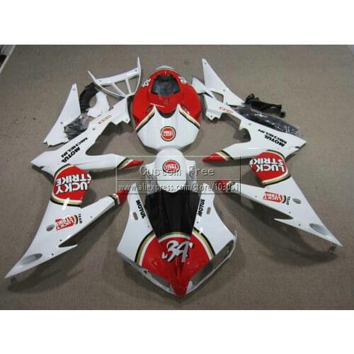 Injection mold Customize fairing kit For YAMAHA YZF R6 2008 2009-2014 YZFR6 08-14 red white LUCKY STRIKE fairings set JL13