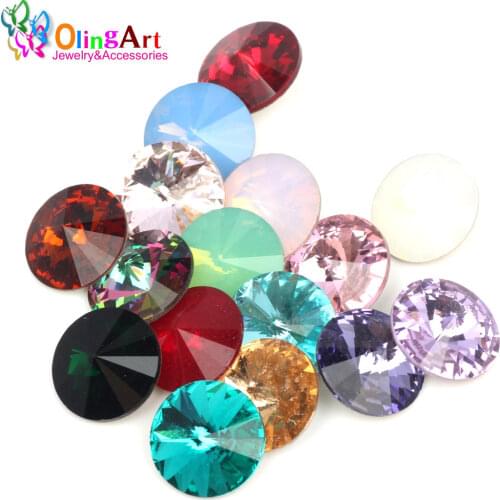 OlingArt 16pcs Puntsteen Crystal Rivoli (12 mm) 5 Stuks (Crystal Shine) DIY Bracelets Necklaces Pendant Jewelry making