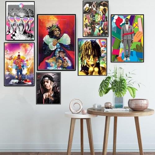 High Definition Posters And Prints Trippie Redd J Cole Kanye West Rapper Music Star Animation Painting Art Wall Pictures Home De