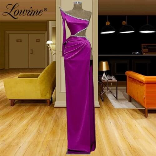 Simple Long Mermaid Evening Dresses 2021 One Shoulder Purple Party Dress Middle East Wedding Party Gowns Custom Abendkleider